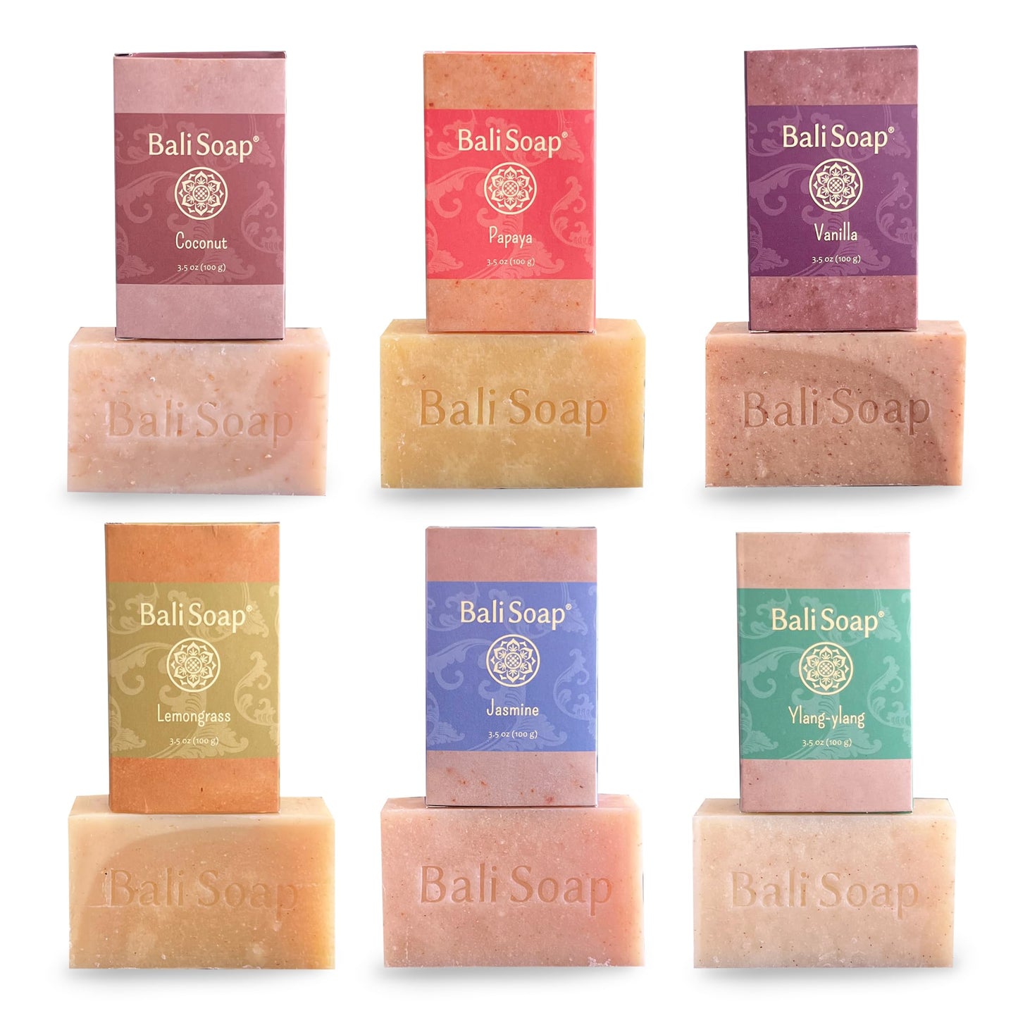 Bali Soap 6-Pack Handmade in Bali, Natural Cold Processed Bar Soap for Daily Use with Plant-Based Oils, Purifying & Refreshing, Vegan