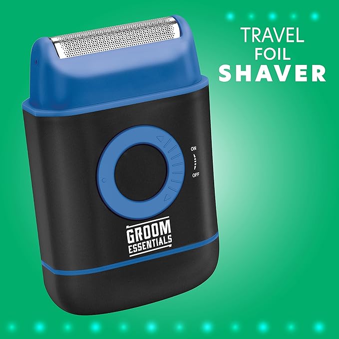 ChargeWorx Groom Essentials Travel Foil Shaver, Cordless Electric Razor with Pop-Up Beard Trimmer, Battery Operated and Ergonomic, Cleaning Brush Included