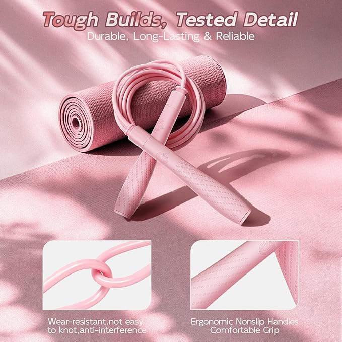 Jump Rope with silicone handle,Tangle-Free Jump Rope with Dual Bearing System,Ultra-Smooth for Fitness & Training