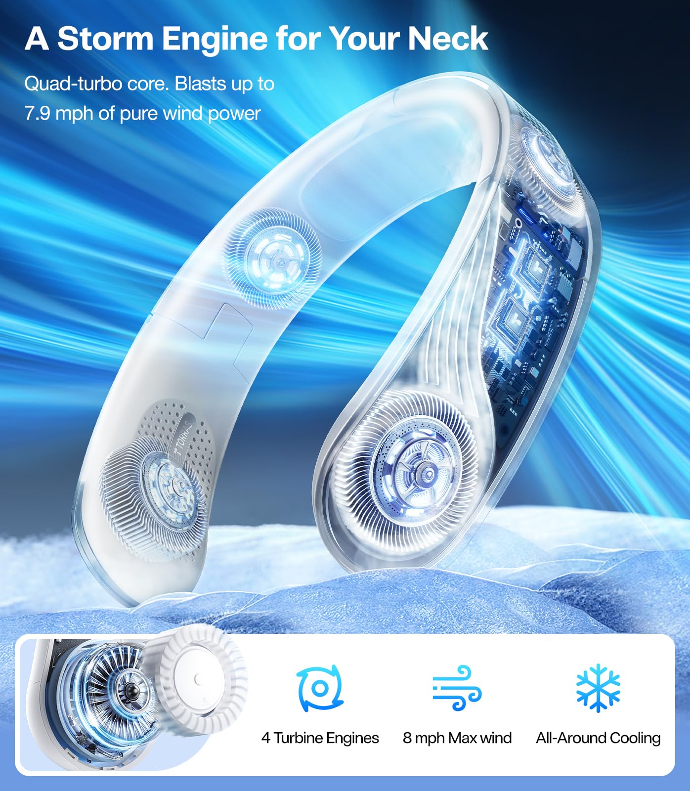 TORRAS COOLiTE Neck Fan, Industry’s Strongest Wind Power, Portable Neck Fan with 14H Battery, 360° Cooling Neck Fan, Lightweight & Foldable Neck Fans for Outdoor, Travel, Gifts for Dad, Women, Black