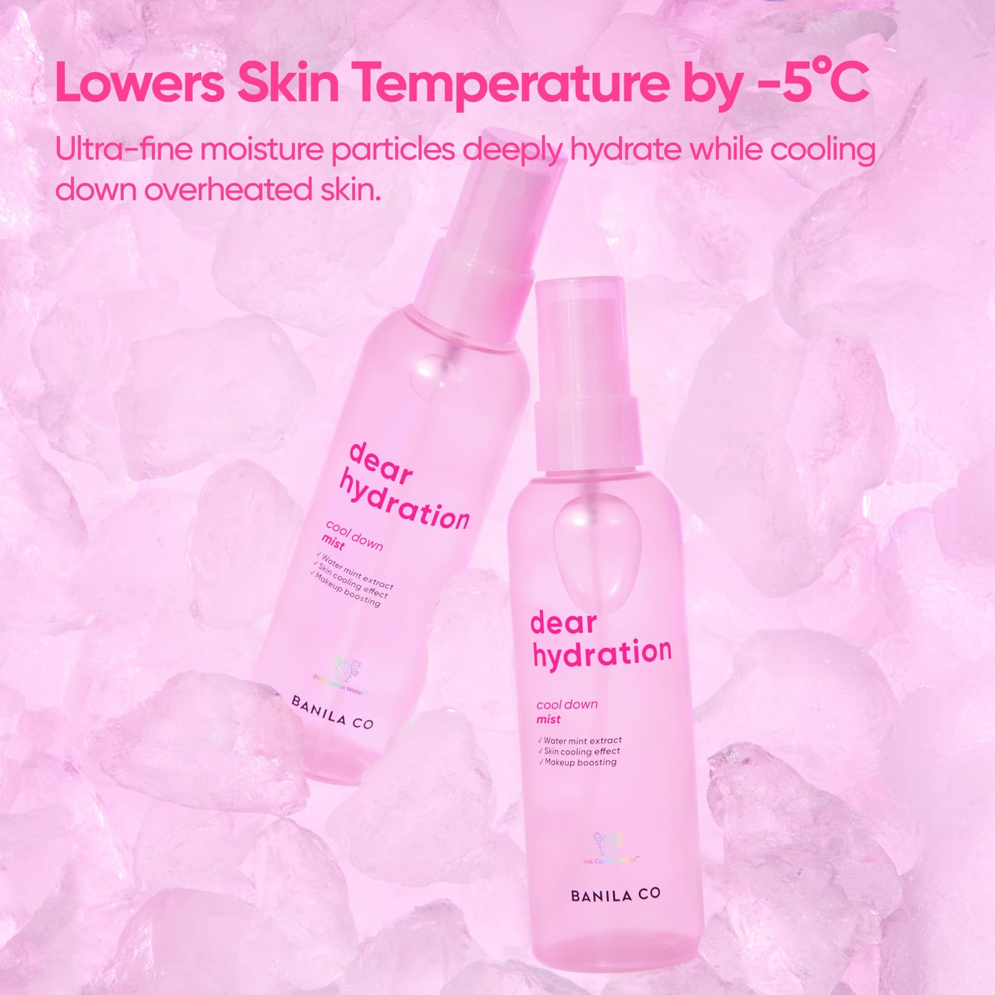 BANILA CO Dear Hydration Cool Down Mist | Lightweight Skin Cooling & Moisturizing Makeup Fixer Setting Spray | Hydration Boost, Radiant Glow Serum (99ml / 3.34 fl oz)