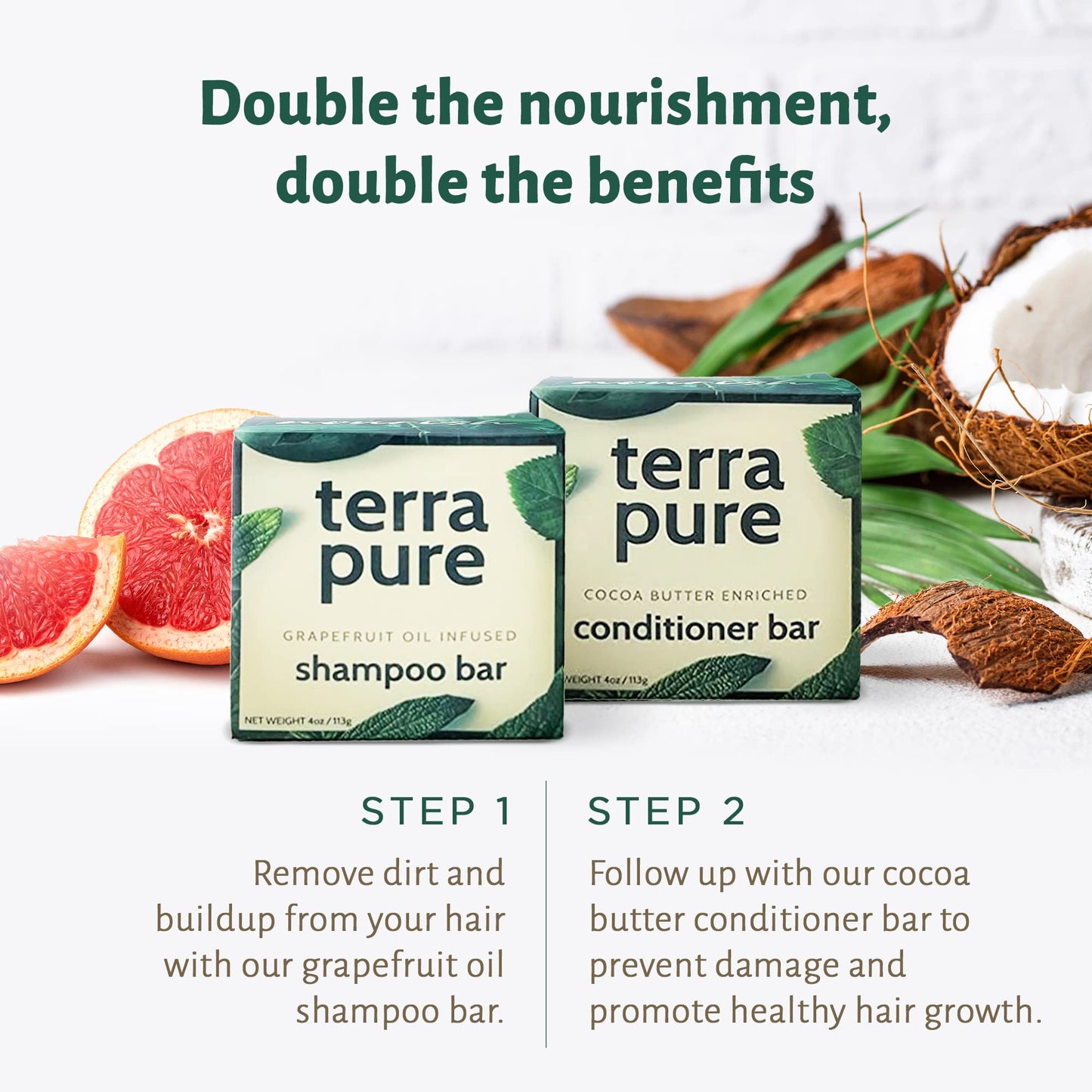 Terra Pure Conditioner Bar | Cocoa Butter Enriched by 1-Shoppe | Plastic Free, Soap Free, Vegan, Plant Based, Sustainable, Eco-Friendly, & Zero Waste