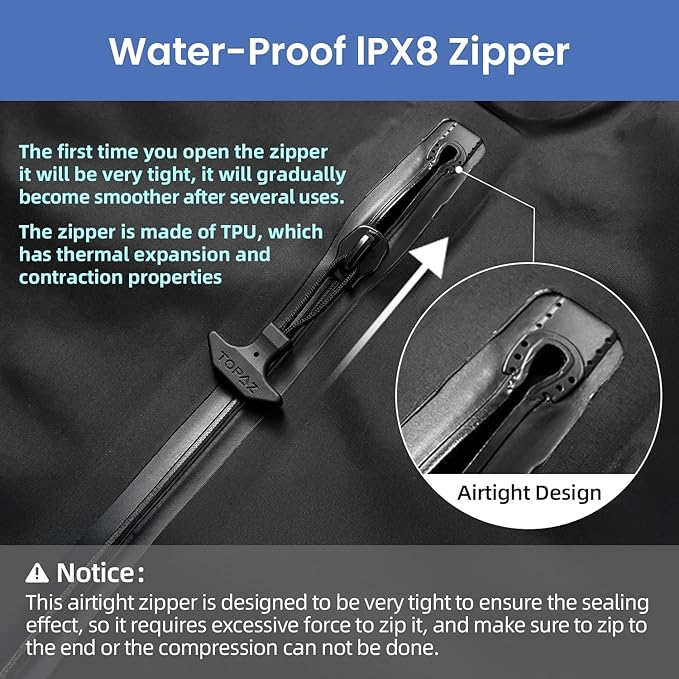 BAGAIL TPU Vacuum Bag for Travel, Reusable Compression Bag with IPX8 Waterproof Zipper, Save Space for Suitcase, Backpack and Carry on (Black, Large, No Pump)