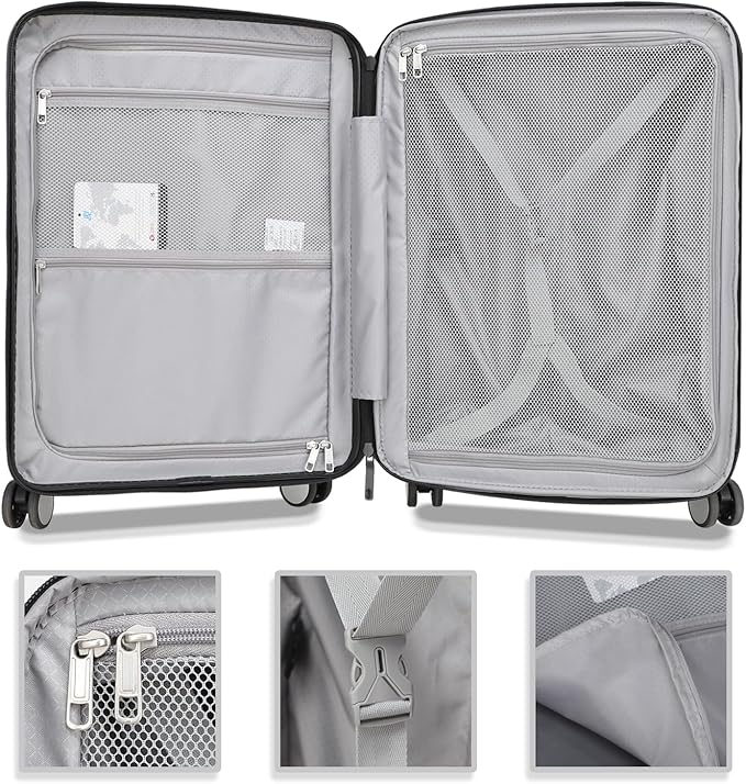 20 Inch Lightweight Expandable Carry On Luggage, PC Hardside Suitcase with Spinner Wheels & TSA Lock, Carry-on 20-Inch, Green