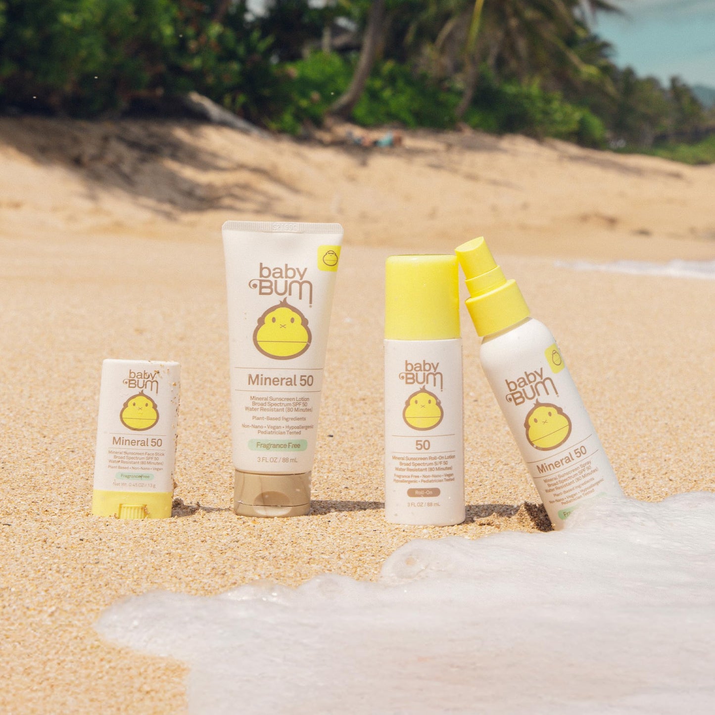 Sun Bum Baby Bum Mineral SPF 50 Roll-On Sunscreen - Vegan and Hawaii 104 Act Compliant (Without Octinoxate & Oxybenzone) - Broad Spectrum Moisturizing UVA/UVB - Roller Ball Sunscreen Lotion - Travel Size - 3 oz