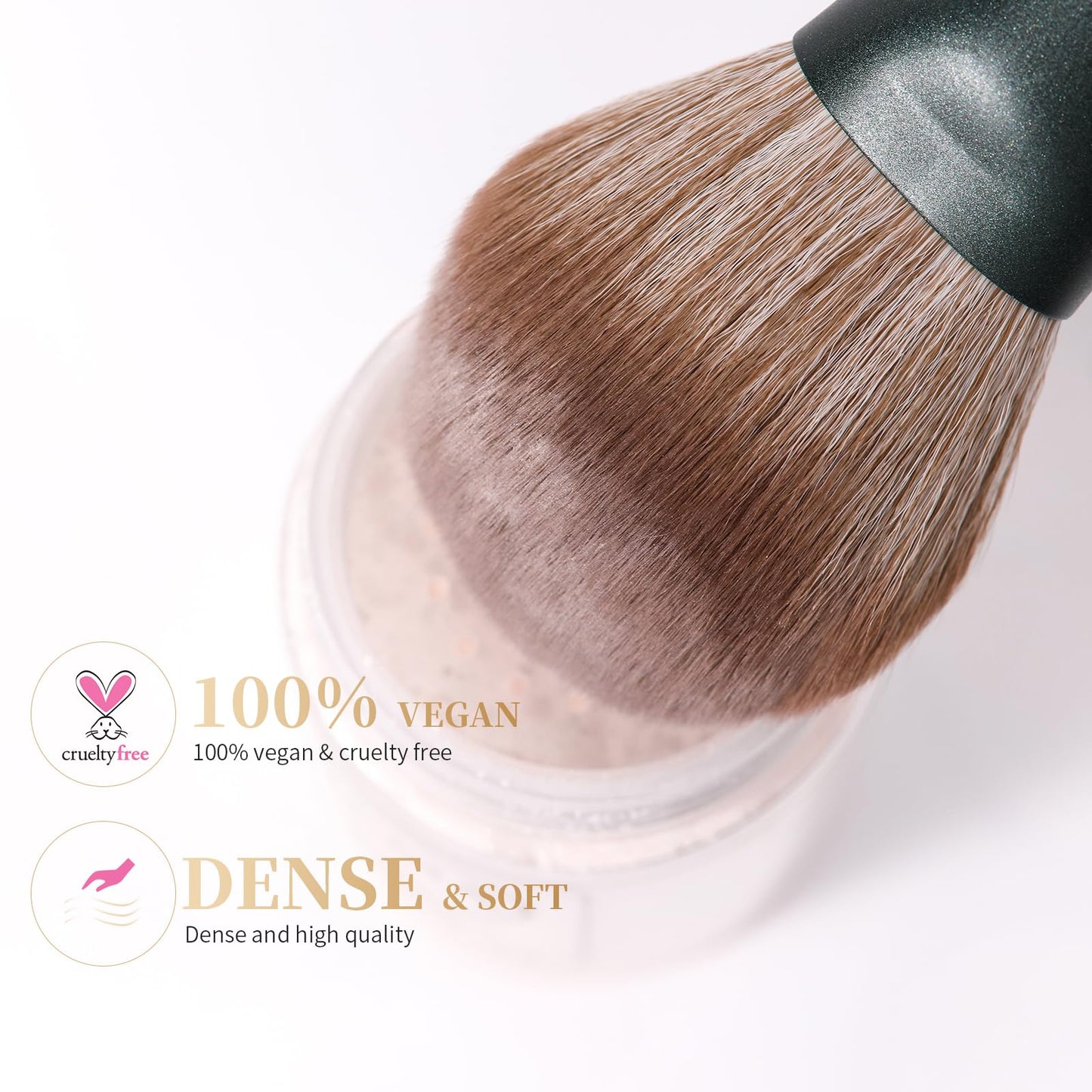 DUcare Travel Makeup Brushes Set with Bag,5PCS Portable Mini Cosmetic Brushes Kit for Powder,Blush,Foundation, Eyeshadow, Tapered Kabuki Coverage Mineral Bronzer Buffing Brush Green