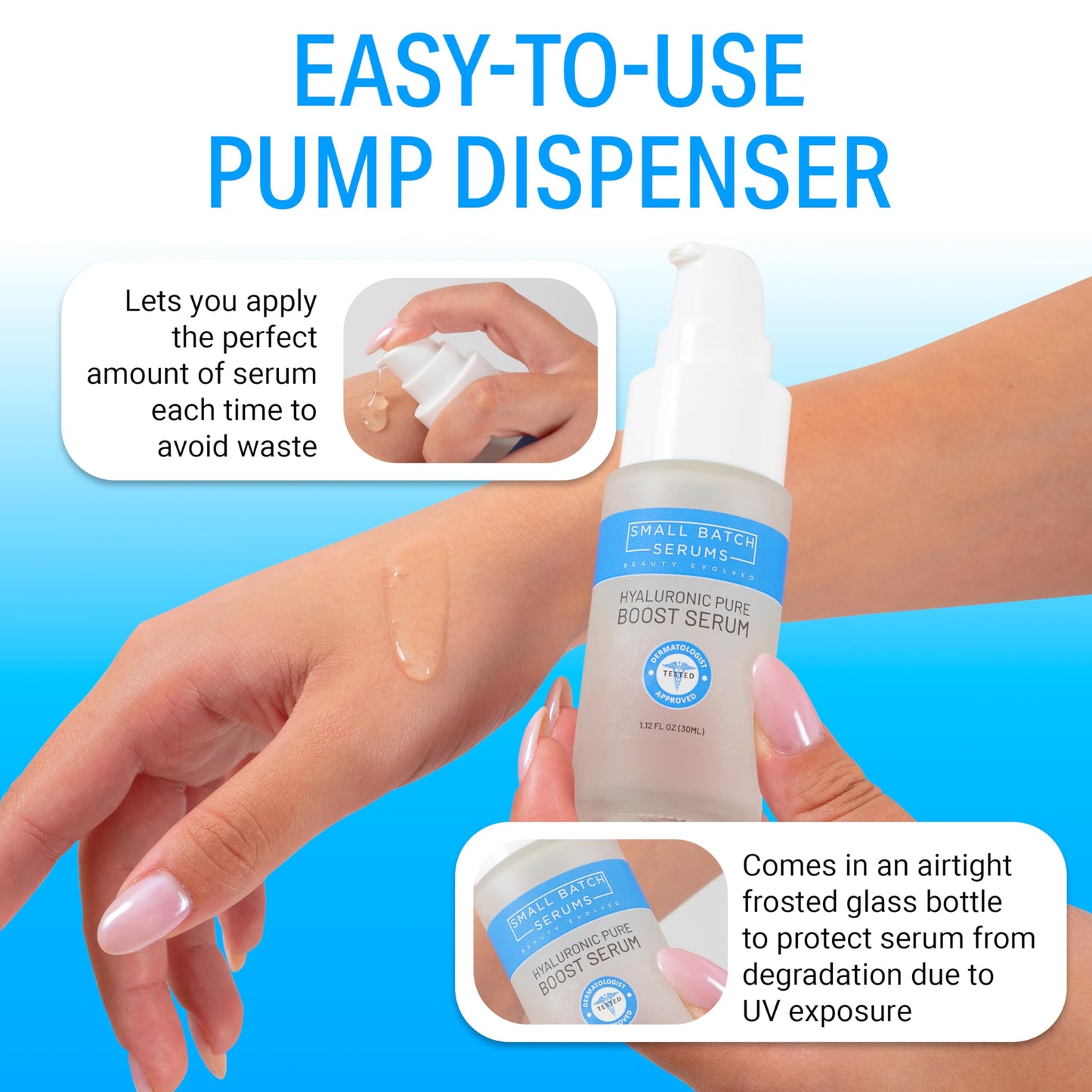 Pure Hyaluronic Acid Face Serum for Women - For Dull, Dry Facial Skin w/Ultra Moisturizer HA Acido Hialuronico - Anti Aging Daily Plumping Hydrating Skincare Serum - Alcohol Fee - Made in USA