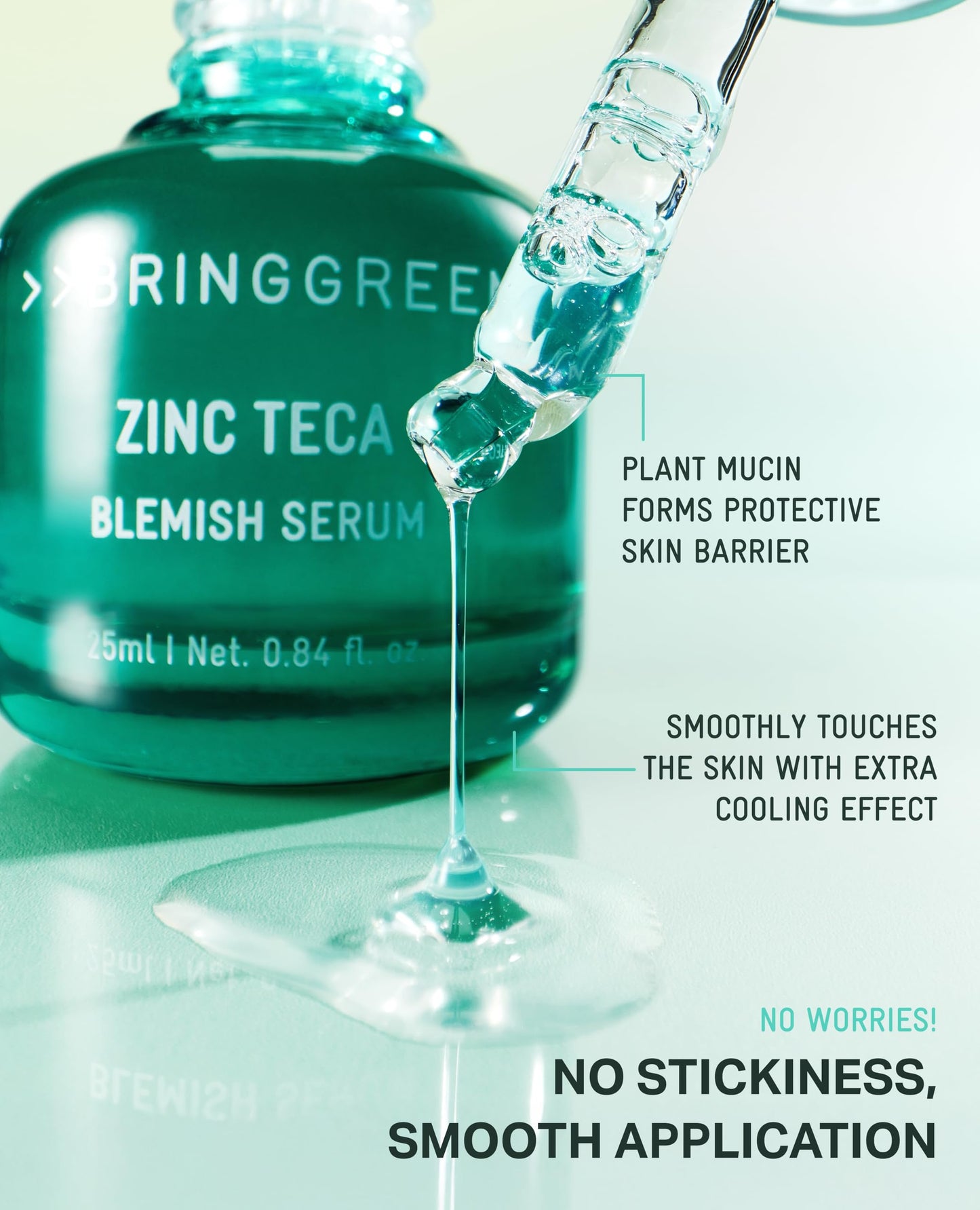 BRING GREEN ZINC TECA Serum with Niacinamide | Soothing Face Serum for Sensitive Skin, Pore Minimizing & Hydrating | Korean Skincare for Breakouts & Uneven Texture