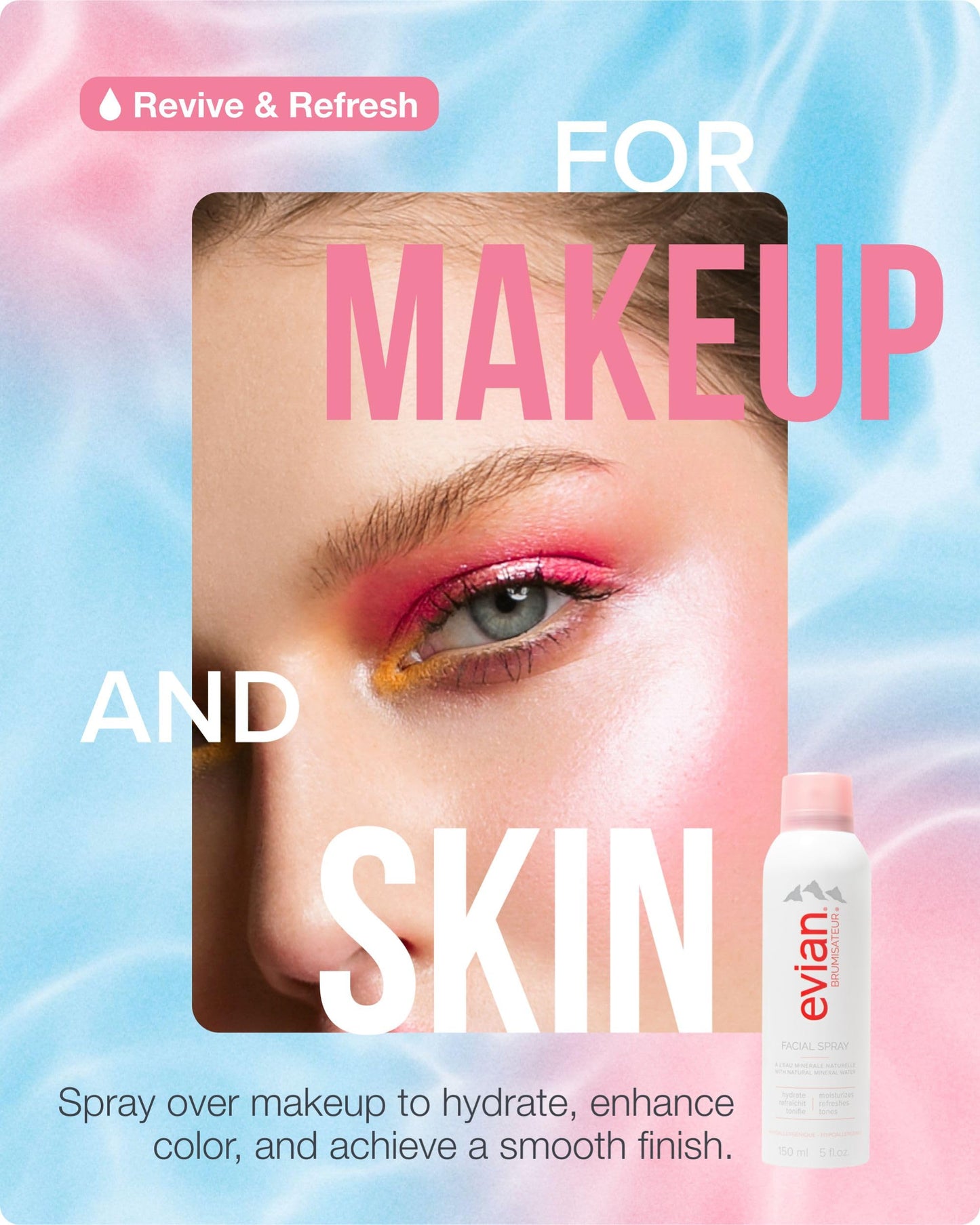 Evian Facial Spray 5 oz - Hydrating Mineral Water Mist for Face & Skin - Refreshes Makeup, Sets, & Tones - Skincare Mist for Daily Hydration and On-the-Go Moisturizing Relief