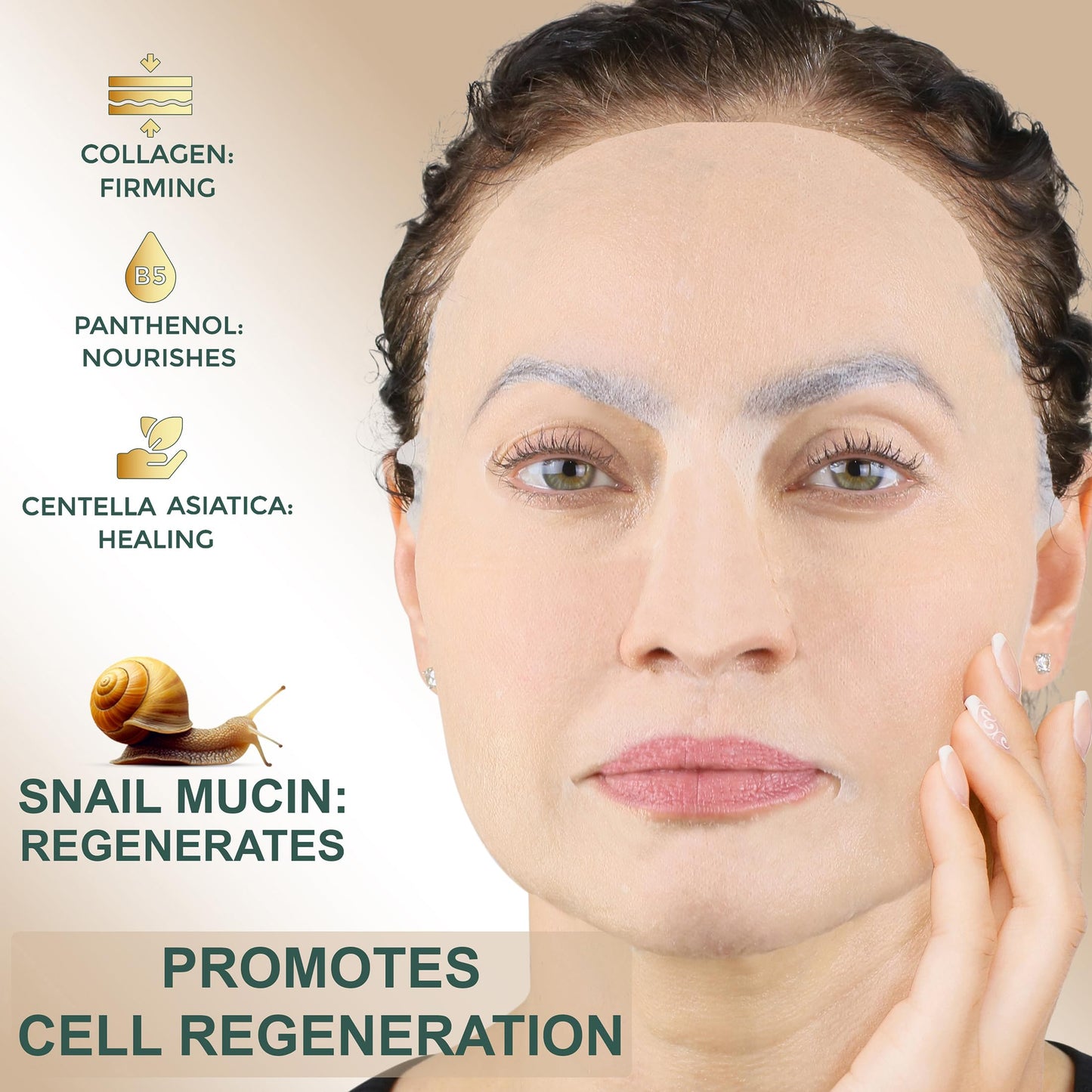 Setare Hydrating Sheet Masks with Snail Mucin, Collagen, Hyaluronic Acid & Premium Botanicals, Korean Beauty Tech, for All Skin Types - 8 Pack