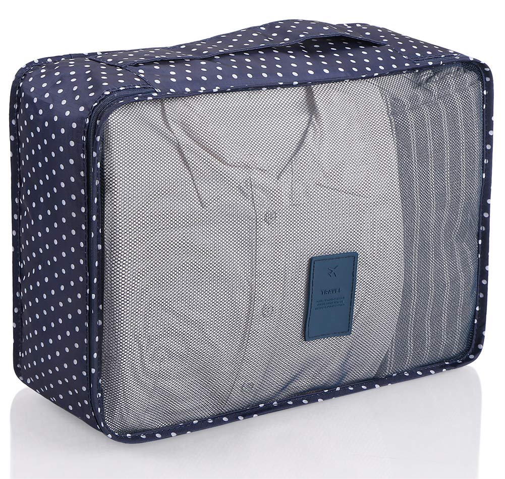 Packing Cubes,Mossio 7 Set Travel Organizers Backpack Waterproof Storage Bags for Trip Blue Circle