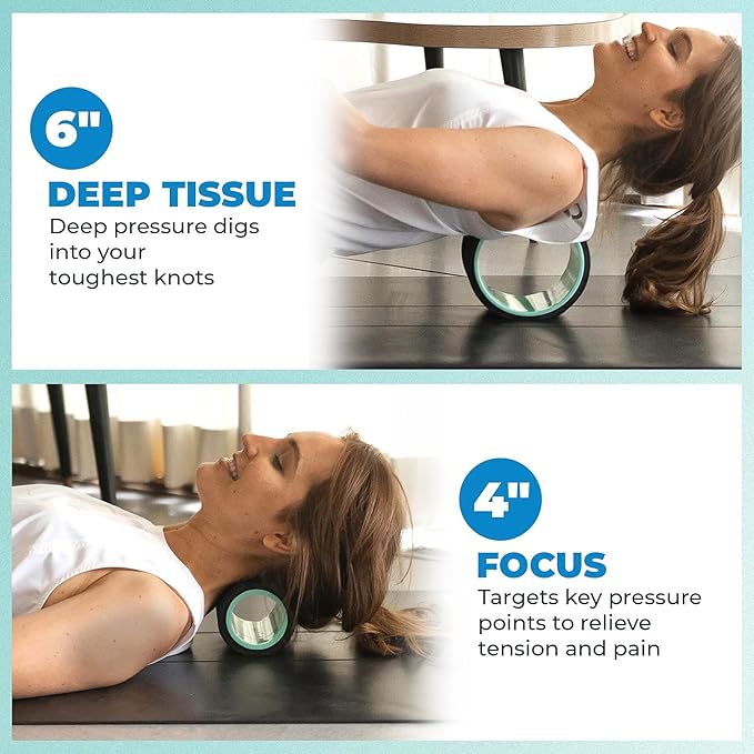 Chirp Wheel Foam Roller – Targeted Back & Neck Relief, Lumbar Spine Stretcher, Spinal Decompression Back Stretcher, Massage Roller with Density Foam for Physical Therapy, Supports 500lbs, 2-Pack Mint