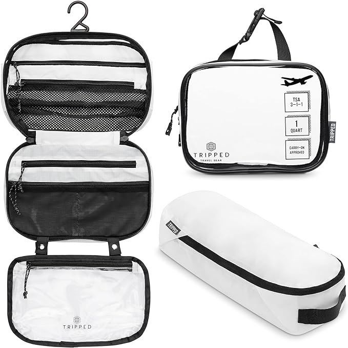 Toiletry Bag Kit Set: Hanging Travel Toiletry Bag + 311 TSA Cosmetic Liquid Bag + Ultralight Accessory Organizer Pouch