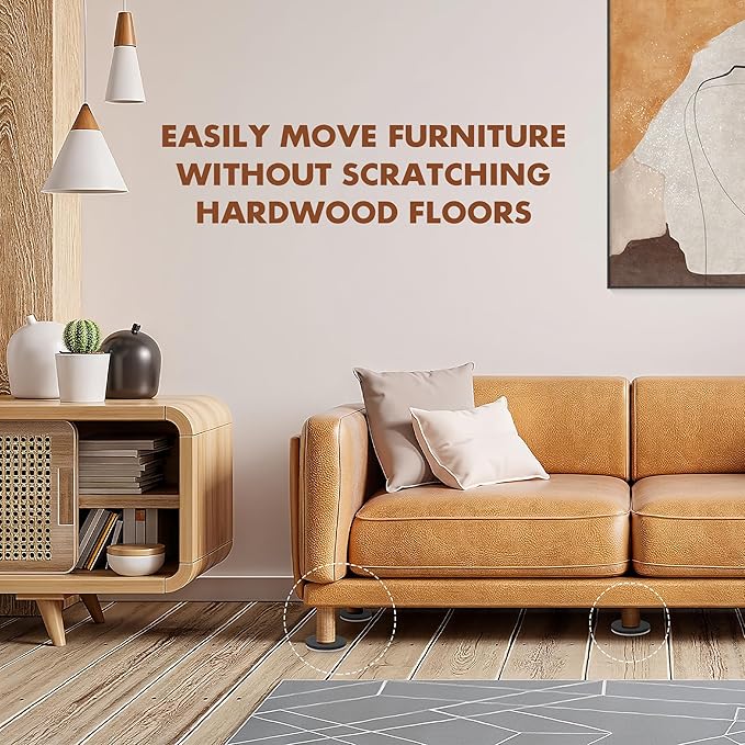 16-Pack Furniture Sliders for Hardwood Floors & Carpet, Save 80% Effort, Safely and Easily, The Glide Tool Set for Heavy Furniture and Appliances, Reusable Moving Pads (8 Plastic & 8 Felt)