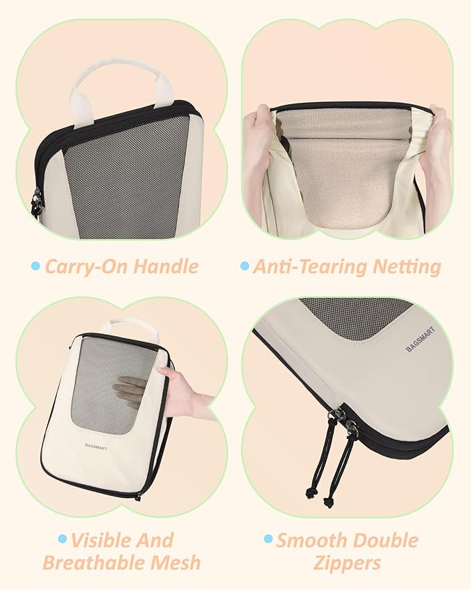 BAGSMART Compression Packing Cubes for Travel, 6 Set/5 Set/4 Set, Compression Suitcase Organizer Bags Set for Suitcases Travel Essentials, Lightweight Packing Organizers