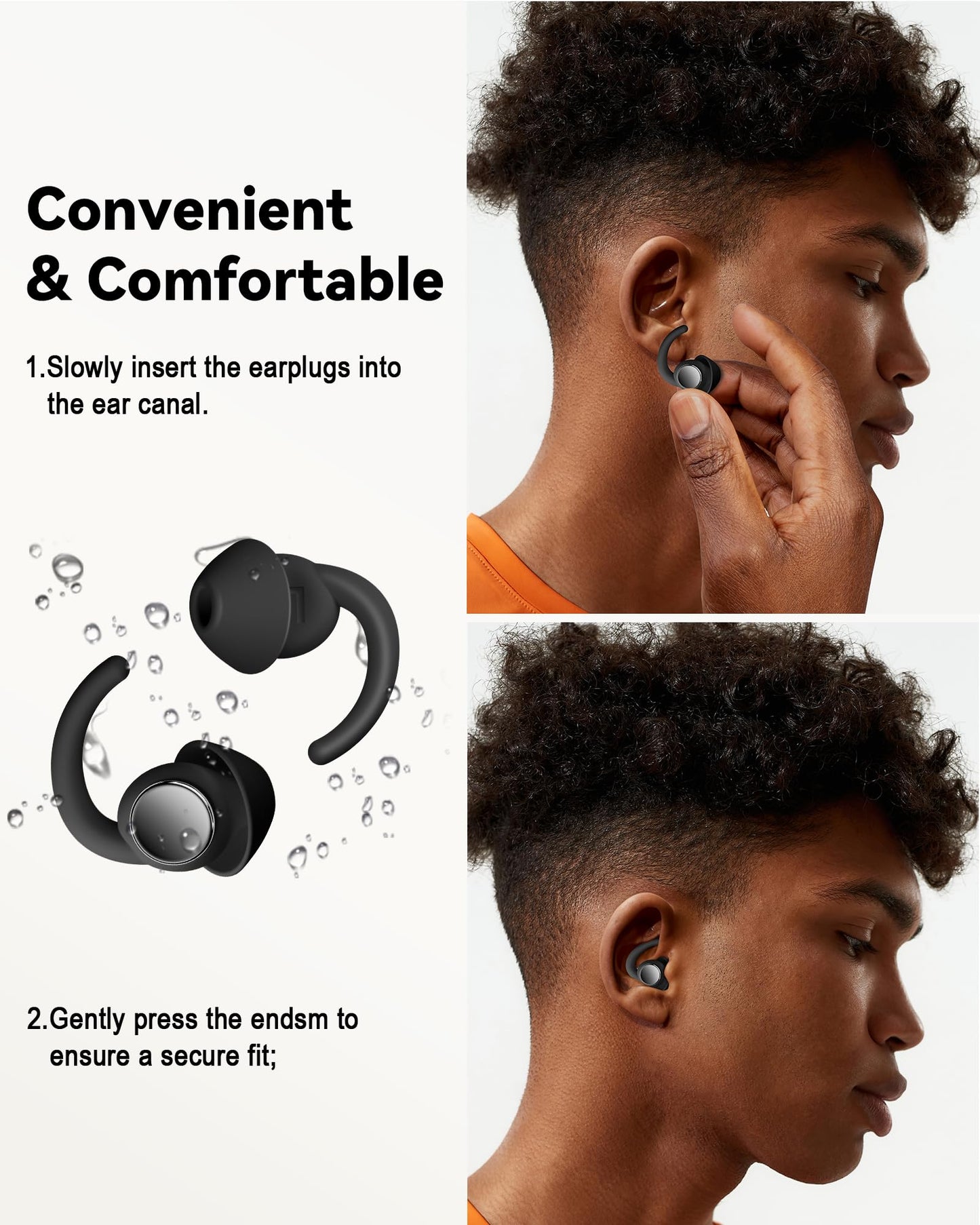 Ear Plugs for Sleeping - Noise Reduction Soft Silicone Earplugs, 2 Pairs Reusable Hearing Protection Earplugs for Noise Sensitivity, Sleep,Snore,Travel,Sound Reduction Noise Cancelling -(Black-Silver)