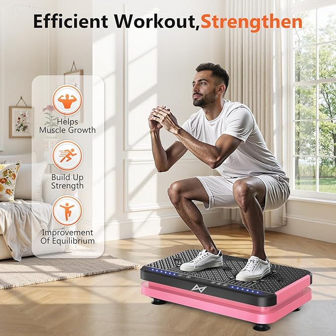 AXV Vibration Plate Fitness Platform Exercise Machine Vibrating Lymphatic Drainage Shaking Full Body Shaker Workout Vibrate Stand Shake Board Sport Gym for Weight Loss Fat Burner for Women Men