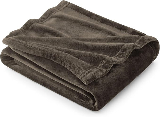 Bedsure GentleSoft Fleece Blanket Twin Size Brown - 300GSM Lightweight Plush Fuzzy Cozy Soft Warm Blanket for Bed, Sofa, Couch, Travel, Camping, 60x80 inches