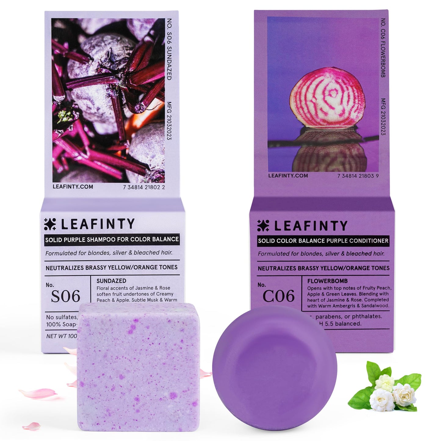 Leafinty Shampoo and Conditioner Set | Bar Shampoo and Conditioner for Blonde Brown and Gray Hair| Vegan & Natural | Shampoo Bar | Shampoo and Conditioner 6.7oz (Sundazed Scent)