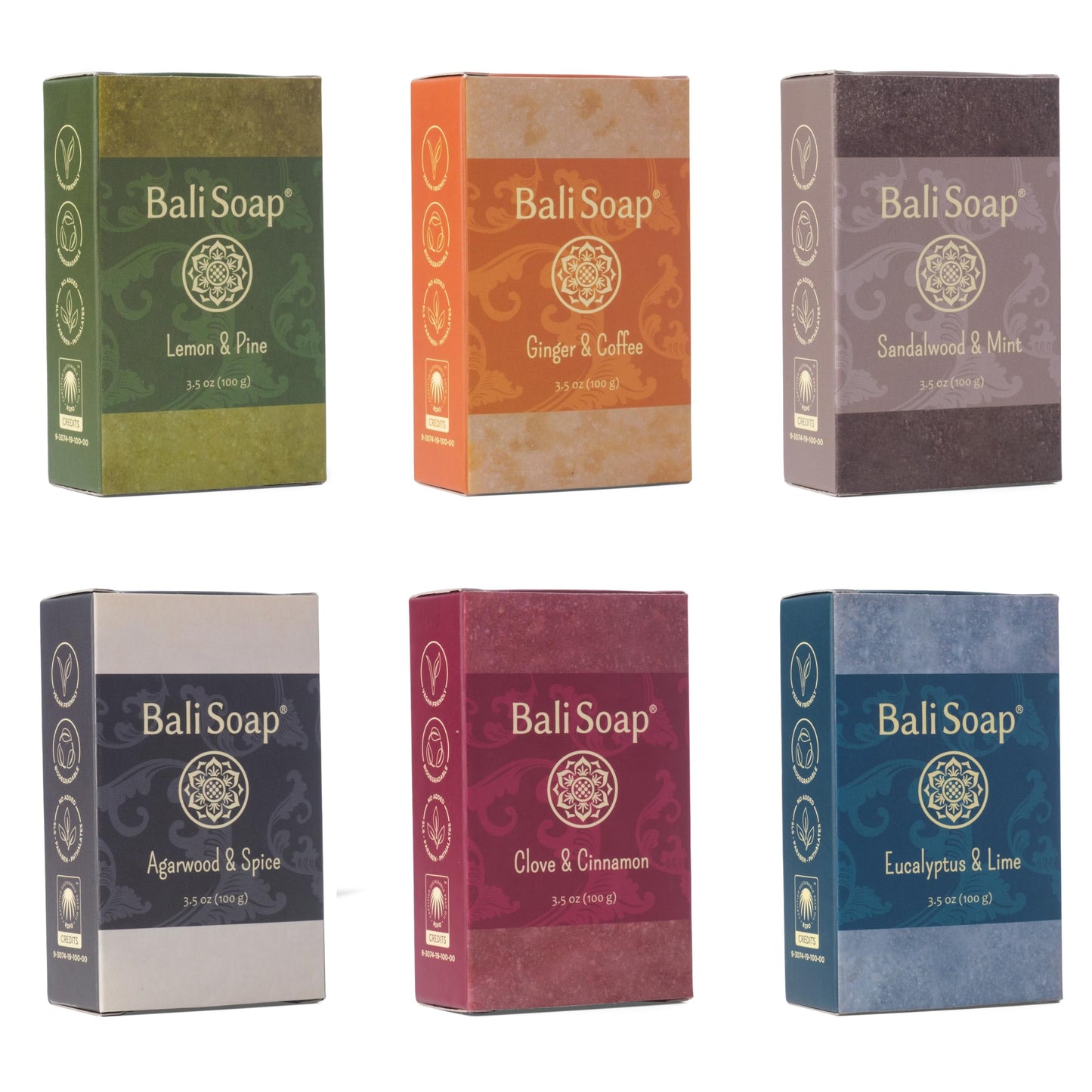 Bali Soap 6-Pack Handmade in Bali, Natural Cold Processed Bar Soap for Daily Use with Plant-Based Oils, Purifying & Refreshing, Vegan