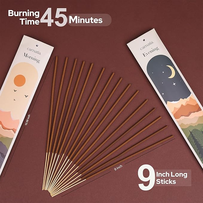 Carnatia Daily Rituals Incense Sticks Set – Coffee & Chamomile Scents for Morning Energy & Evening Relaxation | 100% Natural, Handcrafted Incense for Daily Wellness & Mindful Moments