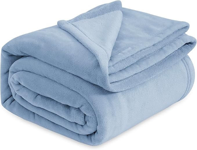 Bedsure GentleSoft Twin XL Fleece Blanket Dorm Bedding - Lightweight Soft Cozy Blankets for Bed, Sofa, Couch, Travel, Camping, Light Blue, 66"x90"