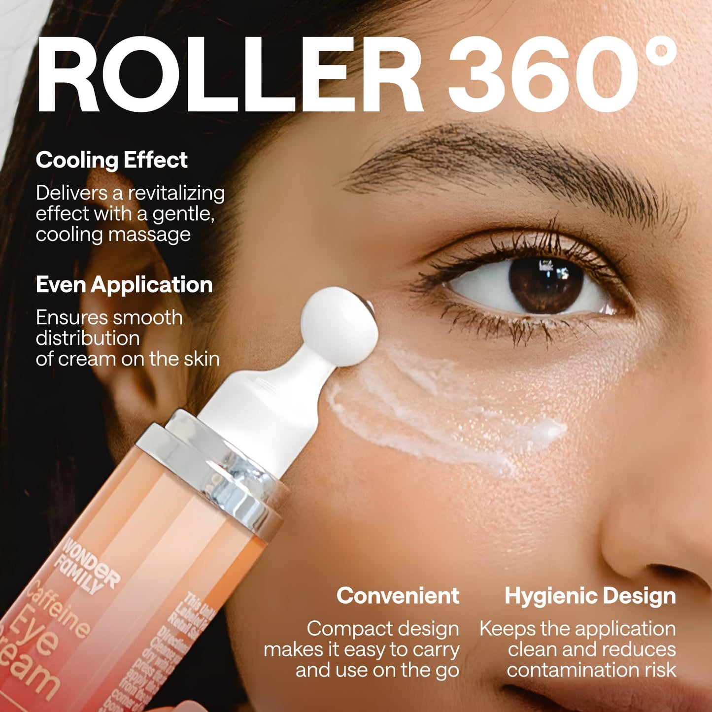 Caffeine Under Eye Cream for Puffiness and Bags Under Eyes - Roller for Puffy Eyes and Dark Circles Under Eye Treatment for Women, Men - Hyaluronic Acid and Niacinamide Serum - Face Puffiness Reducer