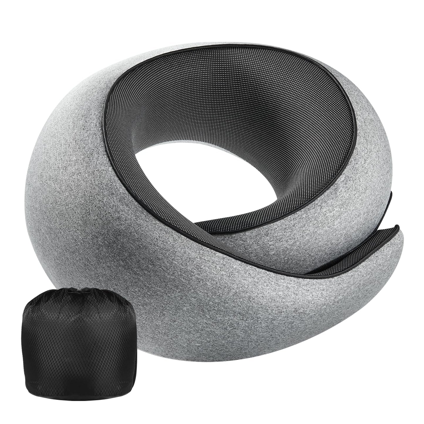 4litamz Neck Pillow Airplane,100% Pure Memory FoamTravel Neck Pillow Travel Neck Support Ergonomic &Portable Design Best for Sleeping Plane Car Train Office Flight (Small Grey)