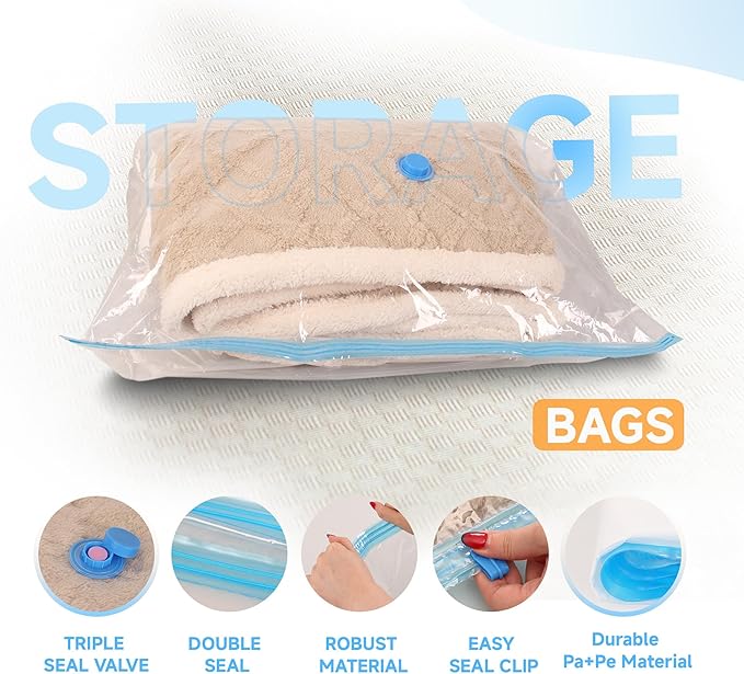 6 Pack XXL Jumbo Vacuum Storage Bags with Electric Air Pump, Space Saver Bags,Compression for Comforters and Blankets,Duvets,Pillows,Travel(47.2x35 in)