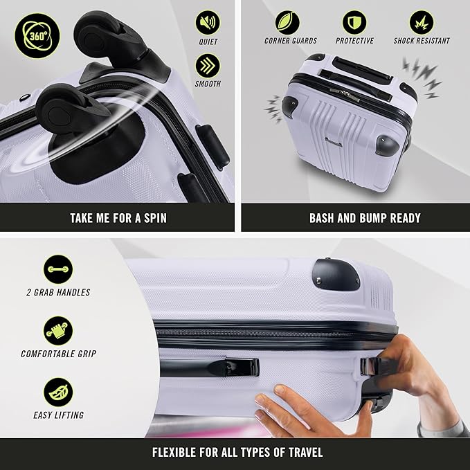 Kenneth Cole REACTION Bounds Lightweight Hardshell 4-Wheel Spinner Luggage, Lavender, 2-Piece Set (20" & 28")