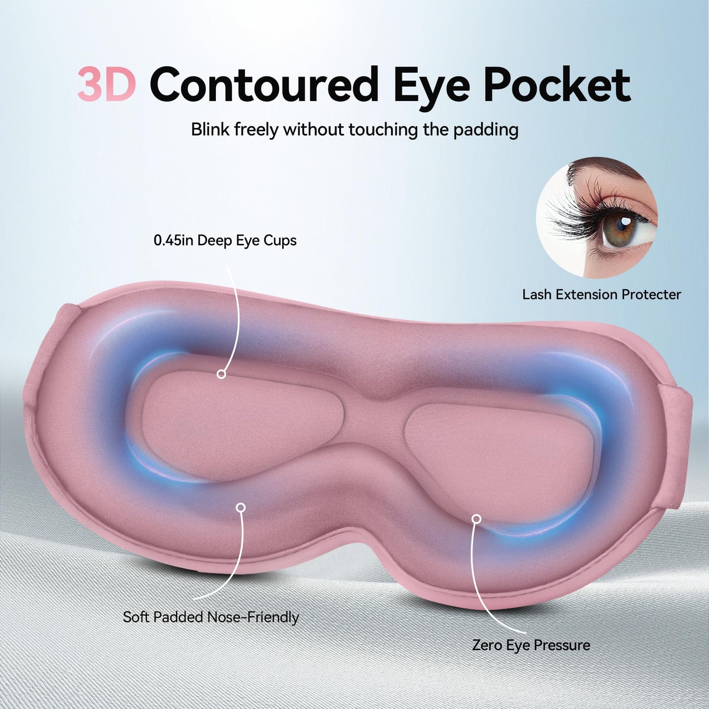 Weighted Eye Masks for Sleep Women: 3D Contoured Blackout Sleep Mask with Zero Pressure, Eyelash Friendly & Comfortable Blindfold for Airplane Travel, Night Shift Nures, Yoga & Thoughtful Gift, Pink