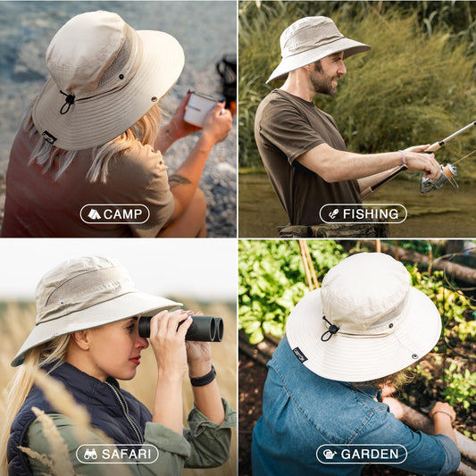 GearTOP Safari Hat for Men Sun Hats for Women UV Protection UPF 50+ Fishing, Gardening, Hiking Hat (22-23 1/2")