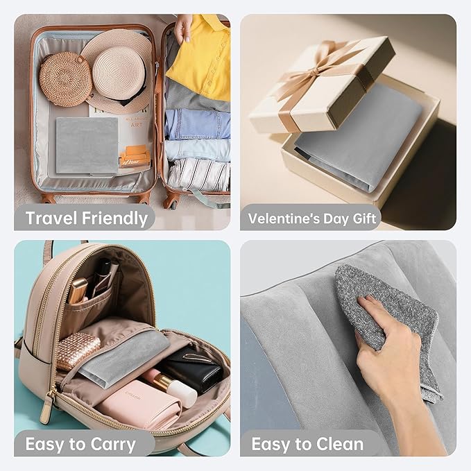 Portable Inflatable Wedge Pillow 2 Pack,Body Positioner for Sleep Support, Large 20in Adjustable Travel Cushion - Lightweight Bed/Leg/Partner Support Pillow, Fast Inflation, Grey