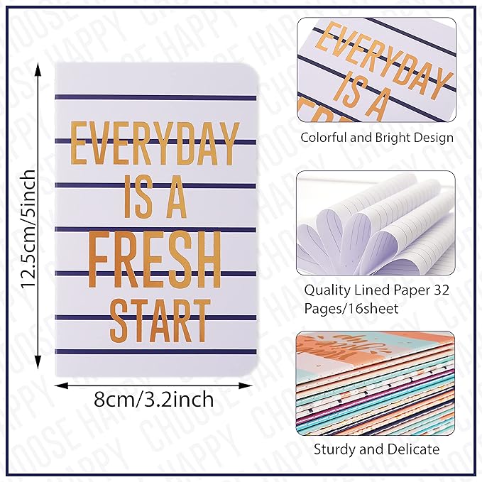 Cinrobiye 24 Pcs Mini Colorful Notebooks, Funny Motivational Journals Notepads Inspirational Notepads Small Pocket Notebook for Kids Teacher School Office Gift Bulk Prizes Travel Supplies (Gold)