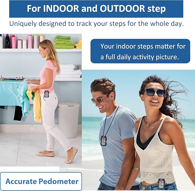 CoolFire - Pedometer, 2025 Indoor & Outdoor 3D Clip-On Pedometer, Accurate Step Counter for Walking Steps and Miles, Calories, Ankle Step Tracker for Fitness, Optional App