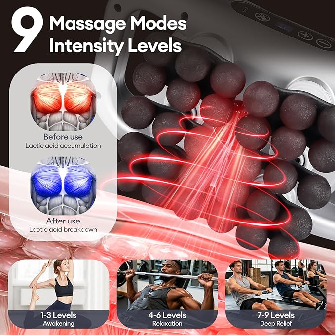 30 Head Massage Gun Set, Massage Gun Deep Tissue Portable with 9 Levels and 9 Modes, Massager for Legs, Waist, Neck, Back, Buttocks Muscles, Gifts for Women, Men, Mom, and Dad