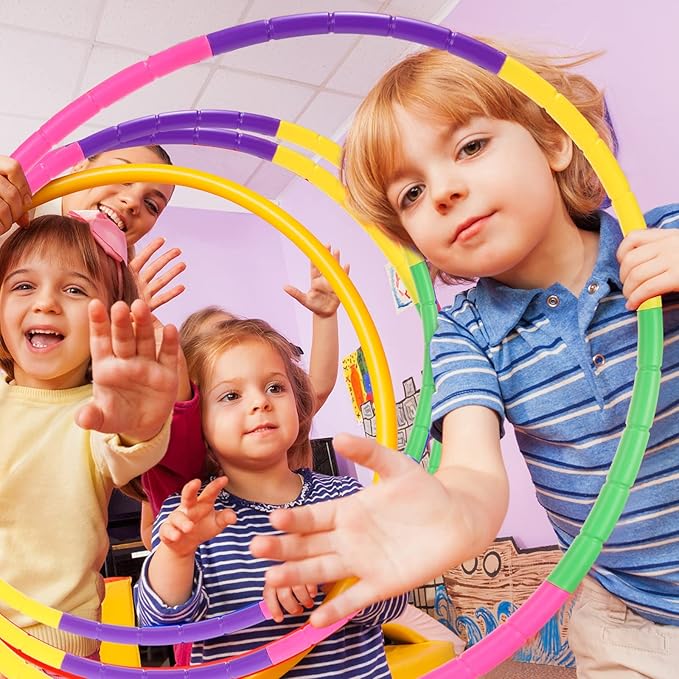 Chivao 8 Pack Color Detachable Hoop Fitness Waist Exercise Ring Plastic Exercise Hoop Adjustable Weight Size Plastic Adult Party Supplies Game Sport Gymnastic