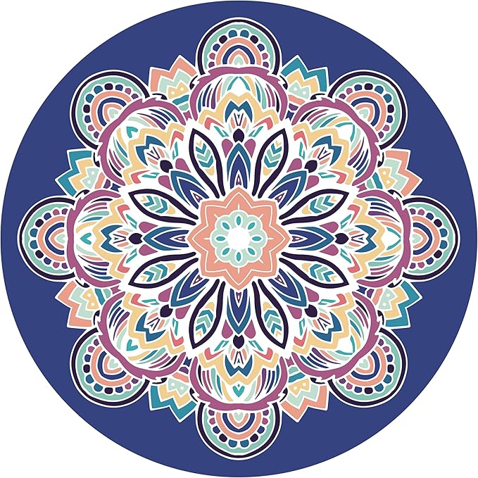 Round Meditation Pilates Yoga Mat Luxury Suede Large Yoga Mat Natural Rubber Non-Slip Base is ery Suitable for Meditation, Stretching, Yoga Environmental Protection, Fitness Exercise, Home and Outdoor. 140CM Diameter