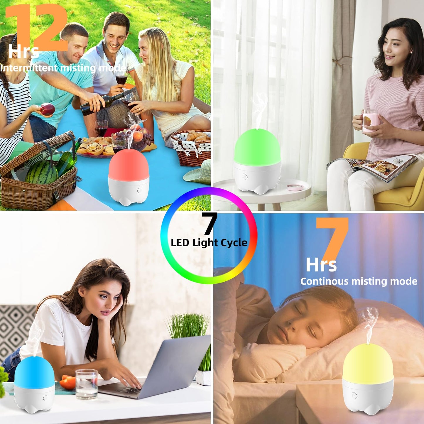 CHOUWEEK Cordless Rechargeable Diffuser for Essential Oil, Battery Operated & Wireless USB Aroma Diffuser Humidfer, Mini Portable Scent Diffuser for Aromatherapy (150ml)