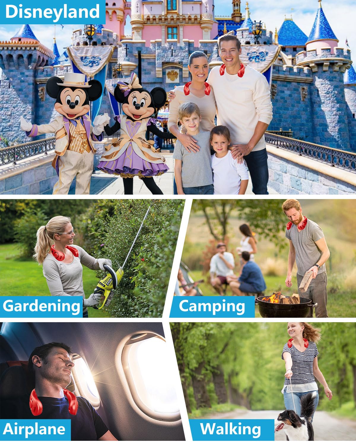 Portable Neck Fan with Mister,Hands Free Bladeless Neck Fan with LED Display&4 Fan Speeds, Neck AC Fan with Water Mist,Foldaway Face Fan with Mist Birthday Gifts for Women Men Adult Girl Boy Teen Red