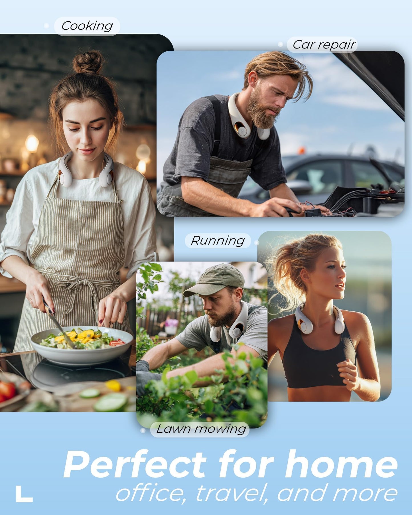 Neck Fan, Personal Fan with LED Display, USB-C Rechargeable, 4000mAh-Battery, 3-Speed Adjustment & Whisper-Quiet Operation, Perfect for Home, Travel, Sports