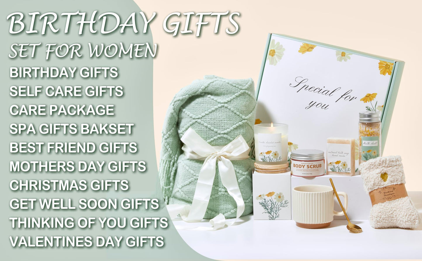 Birthday Gifts for Women Self Care Gift Basket & Relaxation Care Package for women Get Well Soon, Thinking of You, Spa Wellness Box Comfort Gift