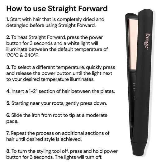 L'ANGE HAIR Straight Forward Titanium Flat Iron – 1” Floating Plates | Dual Voltage | 360° Swivel Cord | Auto Shut-Off | Safety Cool Tips | Ideal for Straightening, Curling, and Waving (Black)