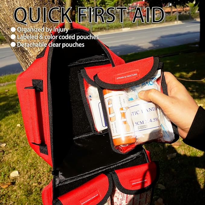 418-Piece First Aid Kit, All-in-One Waterproof Survival Kit for Home, Car, Travel, Hiking & Outdoor Emergencies | Tear-Resistant & Compact Design for Business, Vehicle & School Use