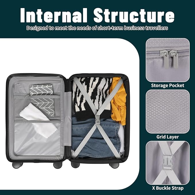 22×14×9 Airline Approved Carry On Expandable Luggage with Front Open Pocket, Spinner Wheels, ABS+PC Hardshell Small 20inch Suitcase with Protective Cover and Luggage Tag, Teal Blue