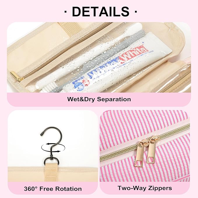 TOPEAST Birthday Gifts for Women Teen Girls - Hanging Toiletry Bag Initial Makeup Bag, Personalized Initial Cosmetic Bag Toiletry Bag, Gifts for Women Teen Girls Daughter Sister - Letter M, Pink