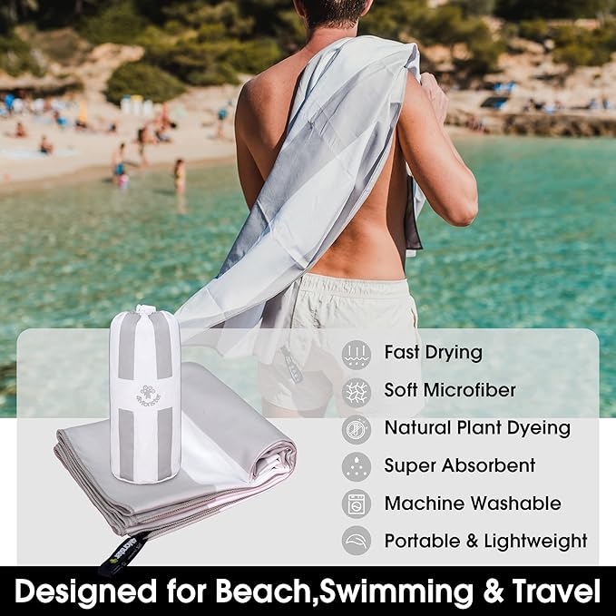 4Monster Microfiber Beach Towel Quick Dry,Super Absorbent Lightweight Travel Towel for Swimmers, Sand Free Camping Towel, Beach Towels for Pool,Swim,Water Sports,Yoga