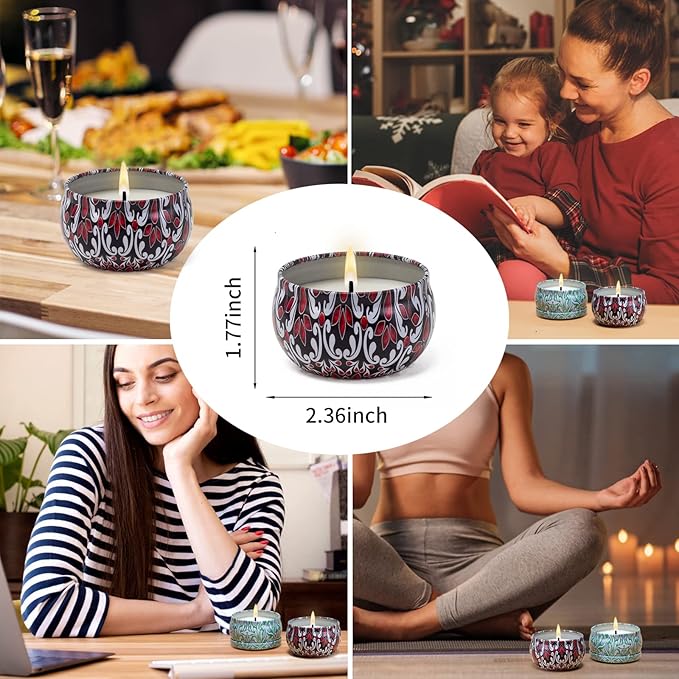 Scented Candles for Home Scented 2 Pack 2.5 oz Natural Soy Wax Candles Gifts for Women, Lavender Lemon Aromatherapy Candles Gifts Set, Portable Small Relaxing Candles Set for Spa, Bath, Yoga