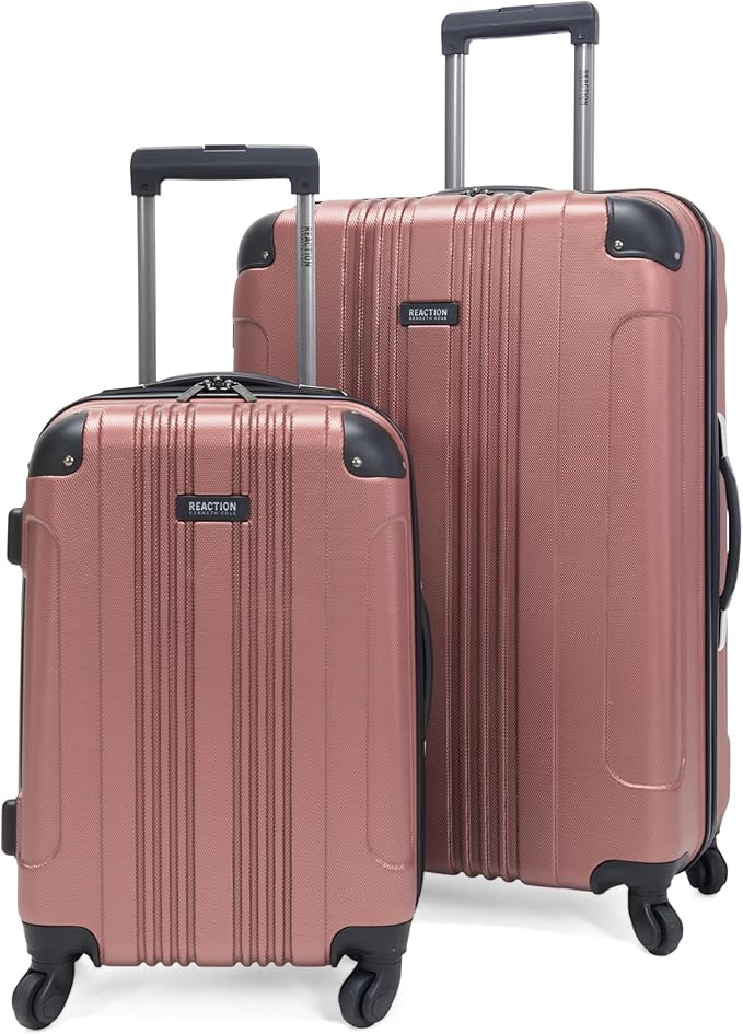 Kenneth Cole REACTION Out of Bounds Lightweight Hardshell 4-Wheel Spinner Luggage, Rose Gold, 2-Piece Set (20" & 28")
