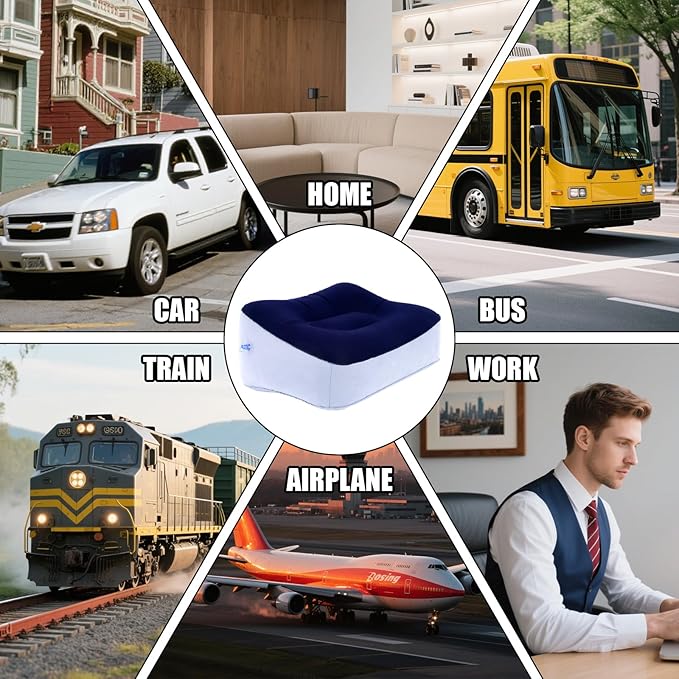 Inflatable Foot Rest Pillow - Portable, Non-Slip Base for Desk, Office Chair, Travel & Bed - Ergonomic Foot Support & Comfort (Spliced Color)